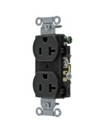HUBCR20BLK DUP RCPT, COMM GRD, 20A 125V, 5-20R, BK