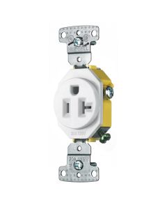 HUBRR201W RESI SGL RCPT, 20A 125V, SELF GRND, WH